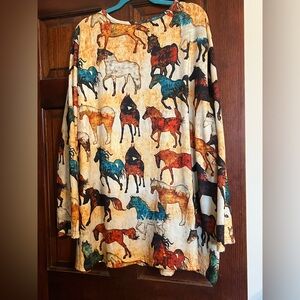 Tunic length, long sleeve, light weight top